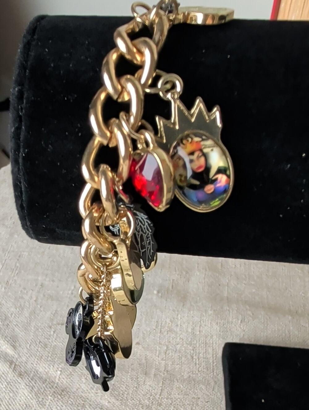 Handcrafted Disney Villains Inspired Charm Bracelet Gold Tone Gothic Fairy Tale